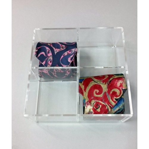 Espositore Porta cravatte in plexiglass trasparente a 4 caselle